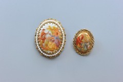 Vintage lot Cameo Style romantic Brooch Pin 1 signed West Germany PG25