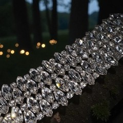 XXL B. David Brilliant Huge Clear Crystal Ice Marquis Rhinestone Estate Bracelet