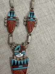 Vintage Signed Ola Eriacho Zuni Sterling Silver Necklace