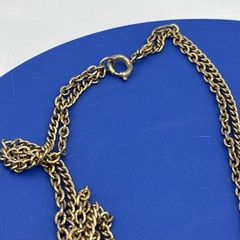 Vintage Long Gold Tone Beaded Chain Necklace 54” Station Necklace Layering