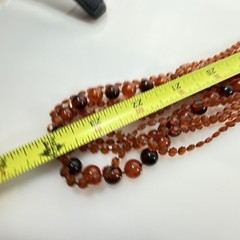 Vintage Necklace Multi Strand Beaded Long Flapper Lucite Root Beer/Cognac 48″