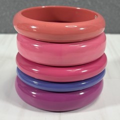 5 Lot Vintage Chunky Spacer Bangle Bracelet Pink Purple Stacking Acrylic Enamel