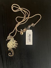 Betsey Johnson White Pearl Seahorse Earrings and Necklace Set – Rare – O4