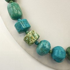 Jay King Necklace Turquoise Blue Carved Graduated Chunky Sterling Silver 925