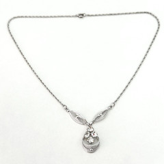 Vintage Sorrento Designer Signed 925 Sterling Silver Clear Crystal Drop Necklace