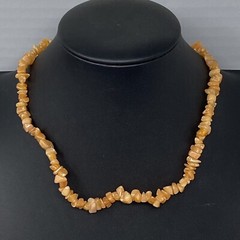 Gemstone Necklace Peach Orange Chip Stone Beads Collar Healing Energy Boho 18″