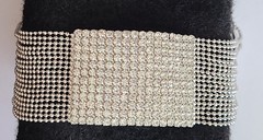 VINTAGE STUNNING SILVER TONE MULTI STRAND CLEAR CRYSTAL BRACELET