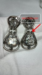 Lanvin Paris Gunmetal Color Clear Huge Crystal Drop Dangle Clip on Earrings