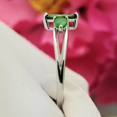 D’Joy Silver 3-Stone Synthetic Green Tourmaline Split Ring-925-Sterling-0.66TCW