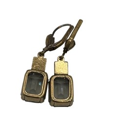 Vintage “Black Diamond” Gold Tone Leverback Drop Earrings Emerald Cut Estate