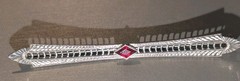 Antique Deco Era French Belais Filagree Ruby Bar Pin Brooch In 10K White Gold