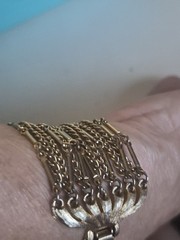 Vintage Coro 1940s-1950s Pegasus Gold Tone Multi Strand Liquid Chain Bracelet