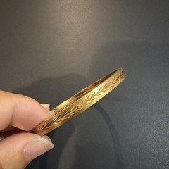 Vintage Marathon 14K Gold Filled Engraved Wheat Leaf Pattern Bangle Bracelet