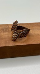 Vintage 70s Solid Copper Adjustable Wrap Ring Art Nouveau Scroll Southwestern