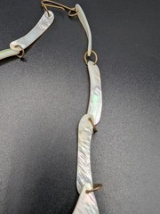 Vintage Carved Mother of Pearl Bib Necklace and Elephant Head Bangle Bracelet