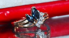 14k yellow gold size 4 ring 0.42ct natural, treated sapphire diamond 2.50g N363K