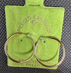Vintage Solid 14kt Gold Earwire Gold Filled Hoop Earrings 0.8g NOS