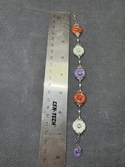 Vintage Art Deco Czech Glass Bracelet Multi Color Silver 925 Purple Red White