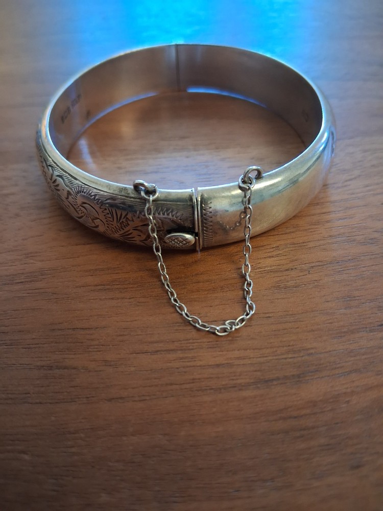 1968 Birmingham 20g Sterling Silver Bangle MCM Hinged Clamper