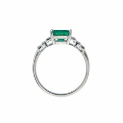 Vintage Lab Created Diamond with Emerald In wedding For Her 925 Silver Ring
