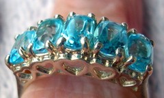 Vintage Ladies Sterling & 5 Blue Topaz Ring size 7 Signed C N A