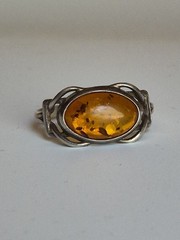 Baltic Amber 925 Ring Vintage Silver Artisan Estate 6.5