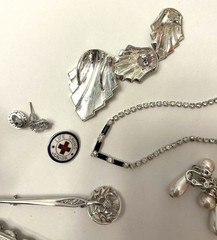 Vintage Silver Tone Rhinestones Earrings Pendant Avon Nina Ricci Lot Unbranded