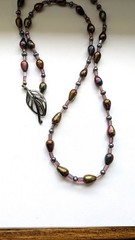 Vintage 925 Sterling Silver Carnival Glass Cultured Pearl Beaded Necklace