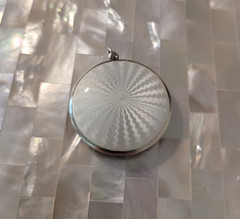 Antique French Guilloche 935 Sterling Silver Enamel Floral Locket Pendant