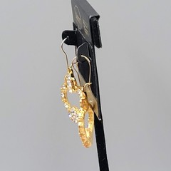 Vintage Monet Rhinestone Pierced Earrings Gold Plated Dangle 1.5″