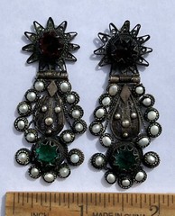 ANTIQUE ARMENIAN BYZANTINE REVIVAL OTTOMAN PEARL COIN SILVER JEWELED EARRINGS