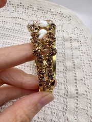 Verified Juliana Delizza And Elster Copper Fluss Milk Glass Clamper Bracelet