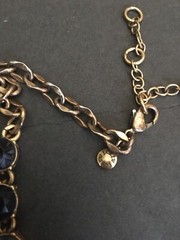 Y2K VTG J.CREW DEEP BLUE LUXE LUCITE CRYSTAL NAVETTE CHOKER BID NECKLACE GOLD