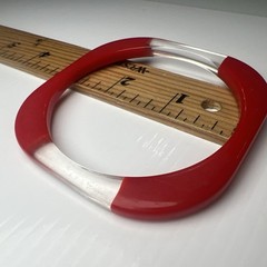 Vintage 70s 80s Round Square Lucite Resin Acrylic Bangle Bracelet Clear Red Mcm