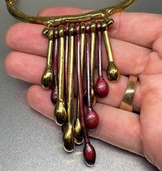 Vtg 1970s KINETIC MODERNIST “Matchstick” NECKLACE Brutalist Copper Brass Mexican