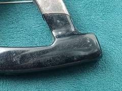 Made in Israel, Israeli Sterling Silver & Black Man Made Material Modernist Pin