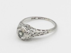 Antique 1920s BELAIS .25ct Natural Alexandrite 18k White Gold Filigree Ring