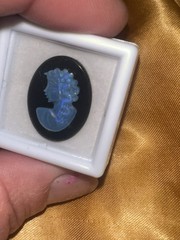Vintage/Antique 20×15 Natural Solid Hand carved Australian Opal Cameo on Onyx