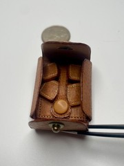 Vintage English Leather Double Sided Square Cufflinks in Leather Travel Case