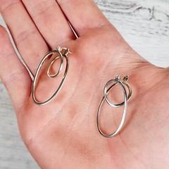 VINTAGE TWISTED WIRE WORK STERLING SILVER HOOP EARRINGS 925 PRETTY HOOPS