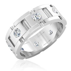 3Ct Round Cut Lab-Created Diamond Wedding Men’s Band Ring 14k White Gold Plated