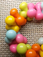 Vintage Colorful Chunky Plastic Puzzle Bead Stretch Elastic Bracelet 1970’s-80’s