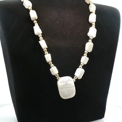 Vintage Egyptian Revival Scarab Necklace Antique Style Amulet Jewelry