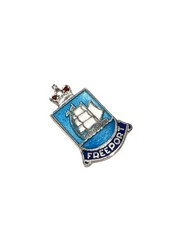 Vintage Freeport Bahamas Enamel Sterling Silver Coat Of Arms Charm