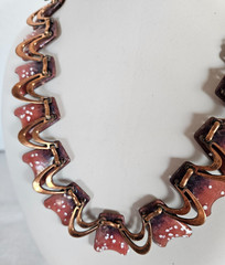 Vintage Renoir Matisse Enameled Copper Mid-century Modern Stylized Necklace