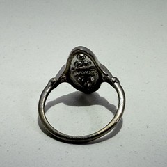 Beautiful Vintage Avon Silver Tone Filigree Oval Faux Amethyst Ring Size 6