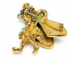 Kirks Folly Fairy Brooch Pin “Dance with Fairies” Green Glitter Wings Crystal