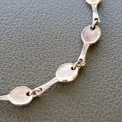 Sterling Silver 925 Tennis Racquet Chain Link Bracelet 7″ Sports