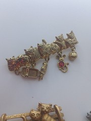 Vintage JJ Jonette & AJC Cat Lion Brooch Lot Pewter Gold Tone Novelty Pins