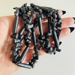 VTG Oaxaca Barro Black Pottery Carved Bird Fetish Folk Art Necklace Mexico 29″